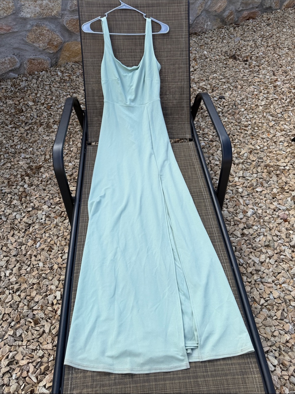 Satin-Feel Mint Maxi Slip Dress with Drape Neckline